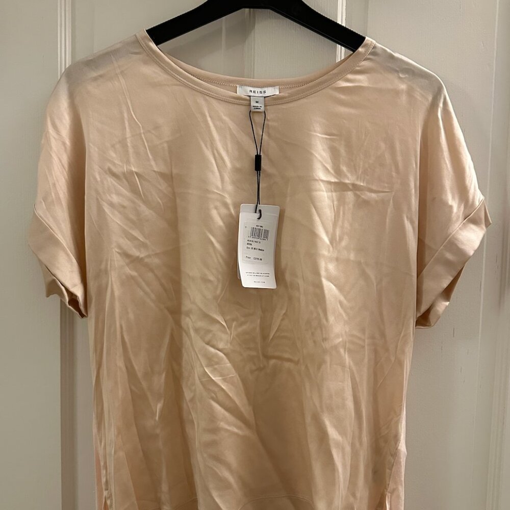 REISS - Helen Silk Front Crew Neck T-Shirt